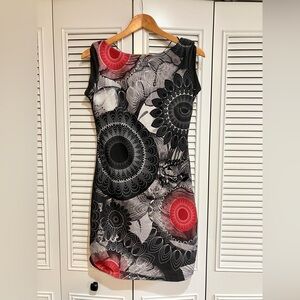Desigual Black and Red Patterned Dress